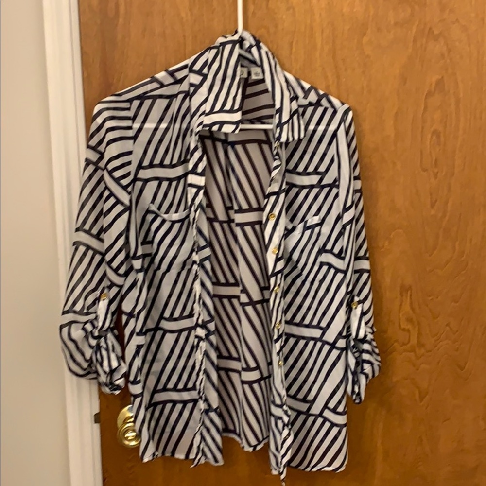 Cato button up sheer blouse